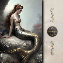 Gouden Staart Zeemeermin Fantasie Decoupage Tissuepapier