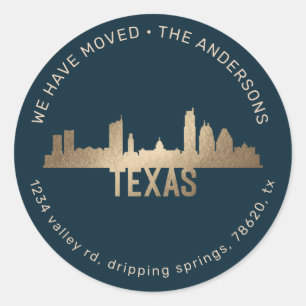 gouden staat trotse texas - bewegende aankondiging ronde sticker