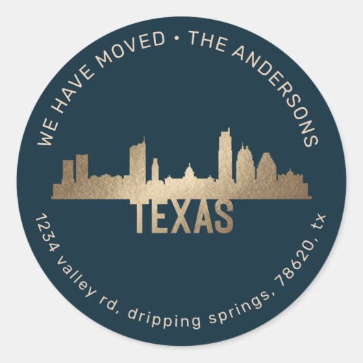 gouden staat trotse texas - bewegende aankondiging ronde sticker (Voorkant)