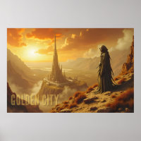 Gouden Stad Futuristische Sci-Fi Fantasie Kunst