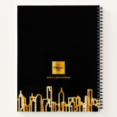 Gouden stad skyline zwart zakelijk professioneel l notitieboek (Achterkant)