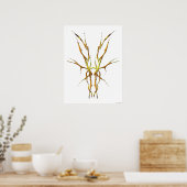Gouden Stam Deer Schedel Jacht Design Poster (Keuken)