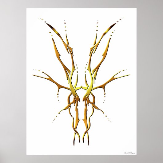 Gouden Stam Deer Schedel Jacht Design Poster (Voorkant)