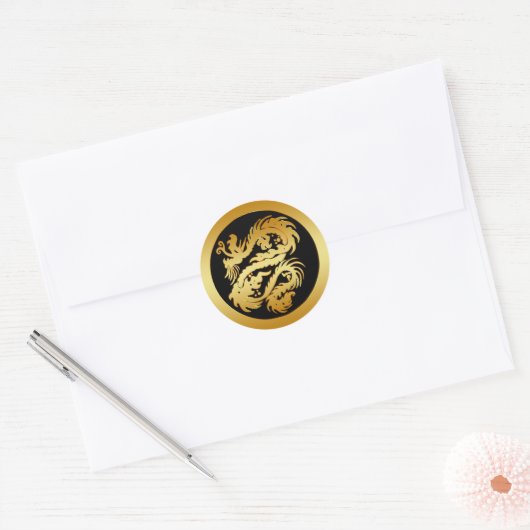 GOUDEN STAMDRAAK RONDE STICKER (Envelop)