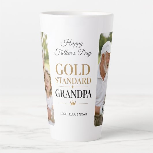 Gouden Standaard Opa Chic 2 Foto Collage Latte Mok (Voorkant)