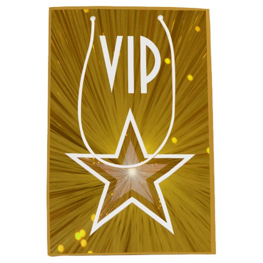 Gouden Star print VIP geschenktas medium Cadeauzakje (Voorkant)