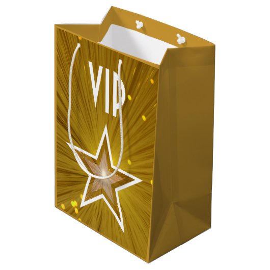Gouden Star print VIP geschenktas medium Medium Cadeauzakje (Achterkant Gekanteld)