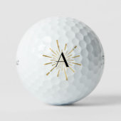 Gouden Starburst Art Deco Monogrammed Golfballen (Voorkant)