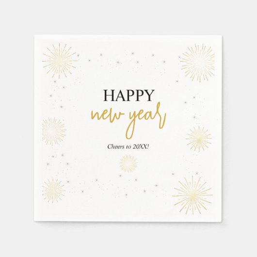 Gouden Starbursts Oudjaarsavond Feest Servet (Voorkant)