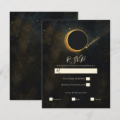 Gouden Stardust Eclipse Hemelhuwelijk RSVP Kaart (Voorkant / Achterkant)