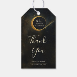 Gouden Stardust Eclipse Hemelse Bruiloft  Cadeaulabel