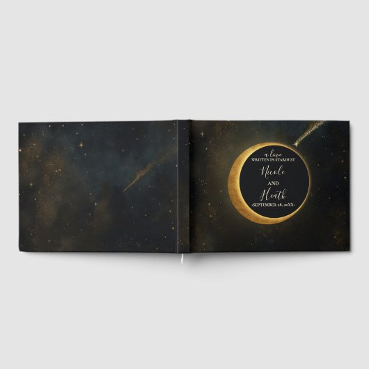 Gouden Stardust Eclipse Hemelse Bruiloft  Gastenboek (Volledig)