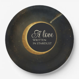 Gouden Stardust Eclipse Hemelse Bruiloft  Papieren Bordje