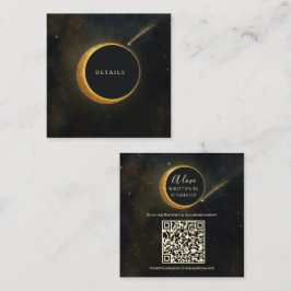 Gouden Stardust Eclipse Hemelse Trouwdetails Vierkante Visitekaartje