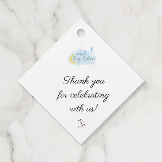 Gouden Starlit Baby Boy Bliss Stork Special Delive Bedankjes Labels (Achterkant)