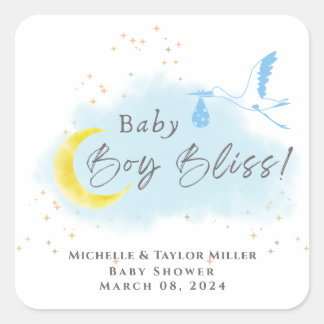 Gouden Starlit Baby Boy Bliss Stork Special Delive Vierkante Sticker
