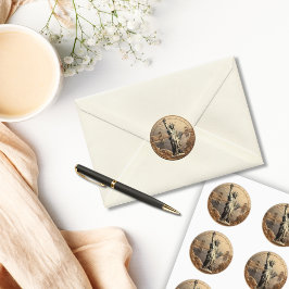 Gouden Statue of Liberty Coin Envelope Seal Patrio Ronde Sticker