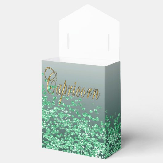 Gouden Steenbok & Groene Glitter Verjaardag Bedankdoosjes (Geopend)