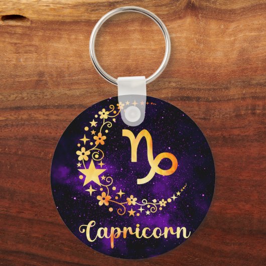 Gouden Steenbok Zodiac Sleutelring Sleutelhanger (Voorkant)