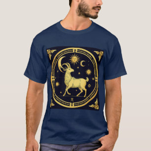 Gouden Steenbok Zodiacontwerp T-shirt