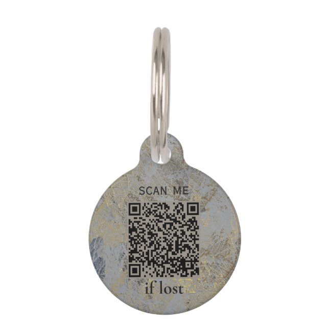 Gouden stenen marmeren aangepaste QR-code huisdier Huisdierpenning (Voorkant)