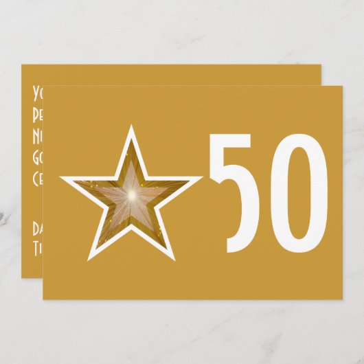 Gouden Ster '50' jubileum uitnodiging goud (Voorkant / Achterkant)