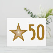 Gouden Ster '50' jubileum uitnodiging wit (Staand voorkant)