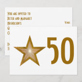 Gouden Ster '50' jubileum uitnodiging wit (Voorkant / Achterkant)