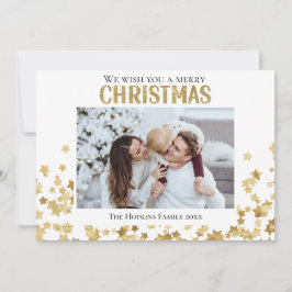 Gouden ster aangepaste foto Flat Holiday Christmas Feestdagenkaart