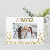 Gouden ster aangepaste foto Flat Holiday Christmas Feestdagenkaart (Staand voorkant)