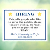 Gouden Ster Blauwe Lettering PERSONEEL GEZOCHT Ber Raamsticker (Vel 3)