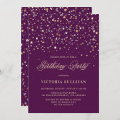 Gouden Ster Confetti Formeel Verjaardagsfeest Cust Kaart (Voorkant / Achterkant)