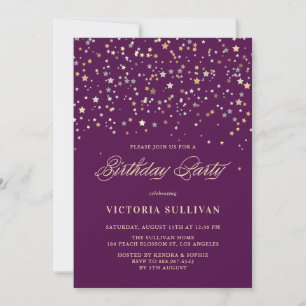 Gouden Ster Confetti Formeel Verjaardagsfeest Cust Kaart