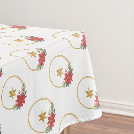 Gouden Ster en Kerstkrans Vector Tafelkleed (Voorbeeld)
