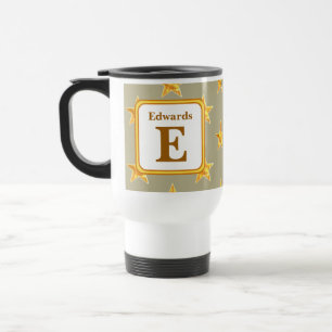 Gouden Ster Familie Initiële E Monogram Reisbeker