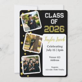 Gouden Ster Foto Bewerkbare Kleur Afstuderen Kaart