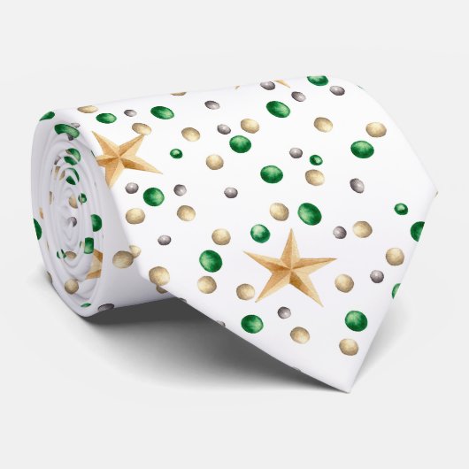 Gouden ster gouden en groene bubbels stropdas (Opgerold)