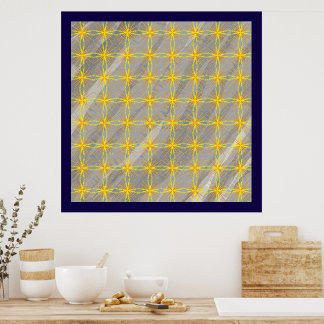 Gouden Ster Kruisen op Grijze Golven Poster