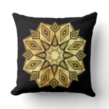 Gouden Ster Mandala op Zwarte Achtergrond