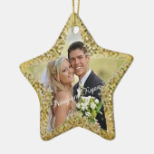 Gouden Ster met Foto Bruiloft Favoriet Ornament (Links)