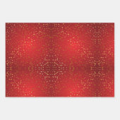 Gouden ster met rode achtergrond inpakpapier vel (Voorkant 2)