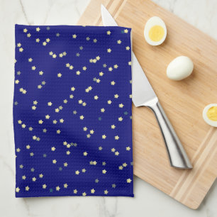 Gouden Ster Ontwerp Op Blauw Theedoek