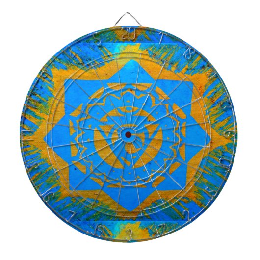 gouden ster op blauw dartbord (Voorkant)