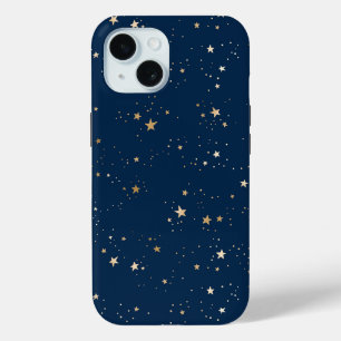 Gouden Ster op Blauwe Nachtpatroon iPhone 15 Case