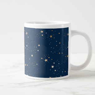 Gouden Ster op Blauwe Nachtpatroon Grote Koffiekop