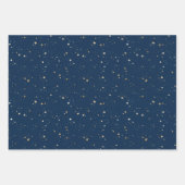 Gouden Ster op Blauwe Nachtpatroon Inpakpapier Vel (Voorkant)