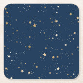 Gouden Ster op Blauwe Nachtpatroon Kartonnen Onderzetters (Voorkant)
