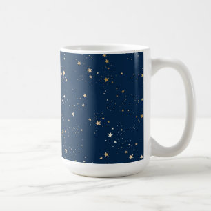 Gouden Ster op Blauwe Nachtpatroon Koffiemok