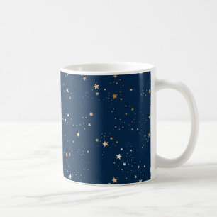 Gouden Ster op Blauwe Nachtpatroon Koffiemok