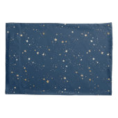 Gouden Ster op Blauwe Nachtpatroon Kussensloop (Achterkant-Links)